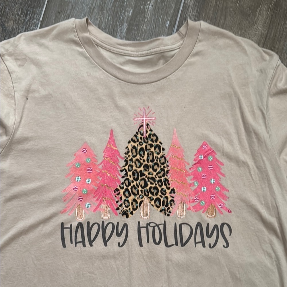 Leopard, Tan and Pink Holiday Decor with Modern Tree Design
